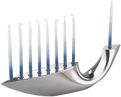 Nambe Illume Menorah, menorá de Hanukkah, portavelas, menorás decorativas para Janucá, 9 ramas, hecho de aleación de metal, 14 pulgadas, diseñado Nambe Illume Menorah, menorá de Hanukkah, portavelas, menorás decorativas para Janucá, 9 ramas, hecho de aleación de metal, 14 pulgadas, diseñado