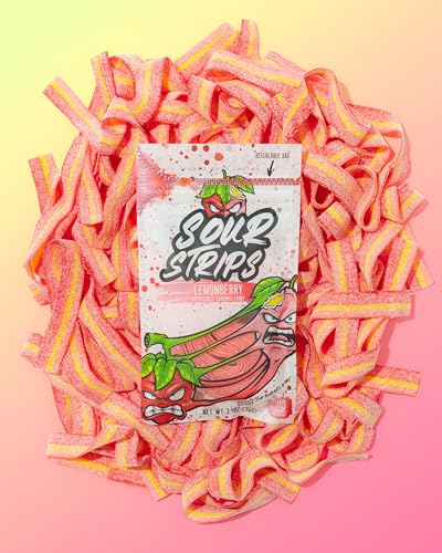 Sour Strips Sour Candy Belts, Tropical Sampler, Resealable Candy Bags, 3.4 Ounce (Pack of 3)