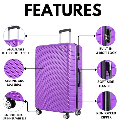 FLYMAX 29" Large Suitcase 4 Wheel Lightweight Luggage Hard Shell Travel Case Hold Check in Fits 23kg - 27kg + 3 Digit Lock Suitcase Large + Telescopic Handle 100 Litre Capacity - Image 5