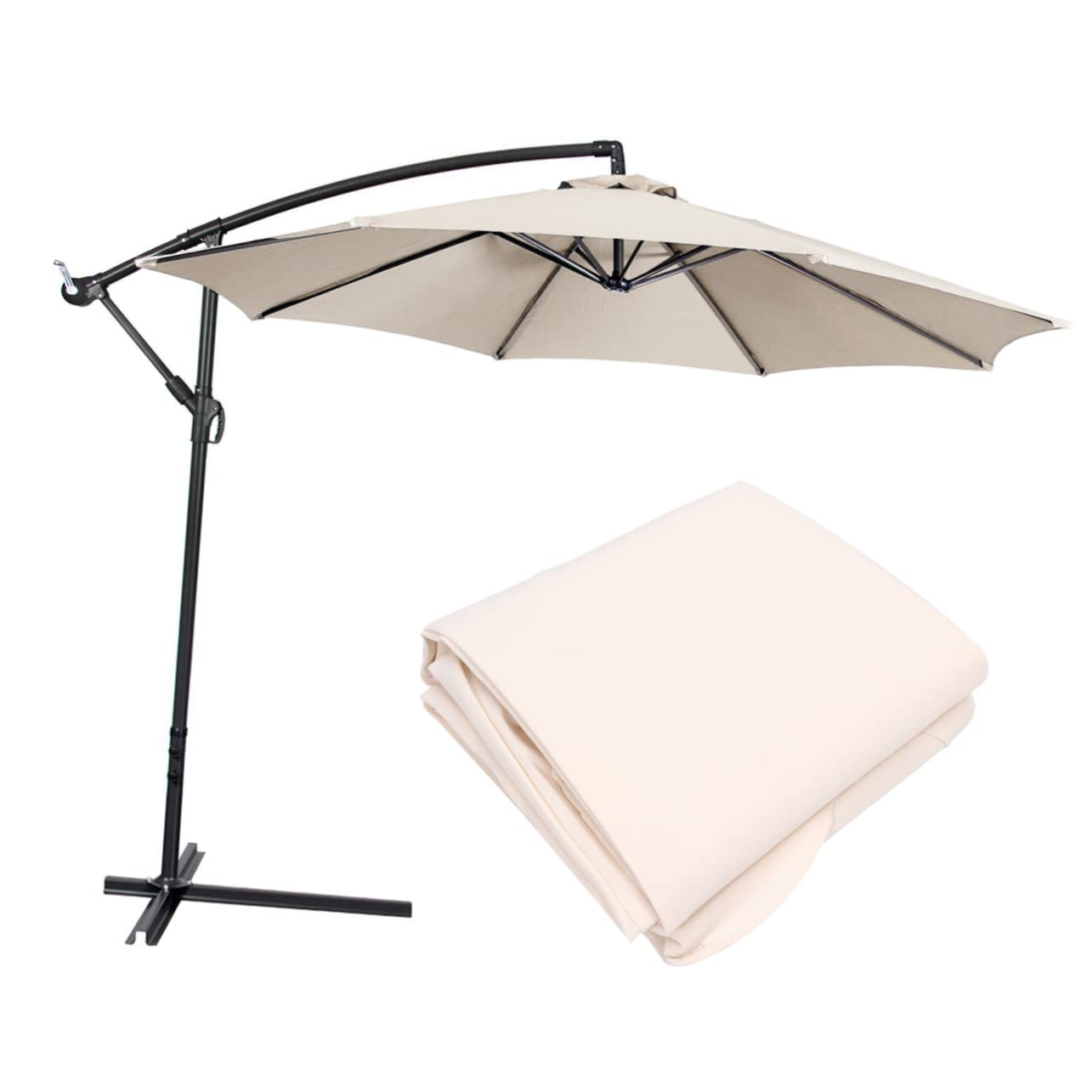 ifundom Ombrellone da Giardino 3 Metri Beige in Poliestere Protezione UV