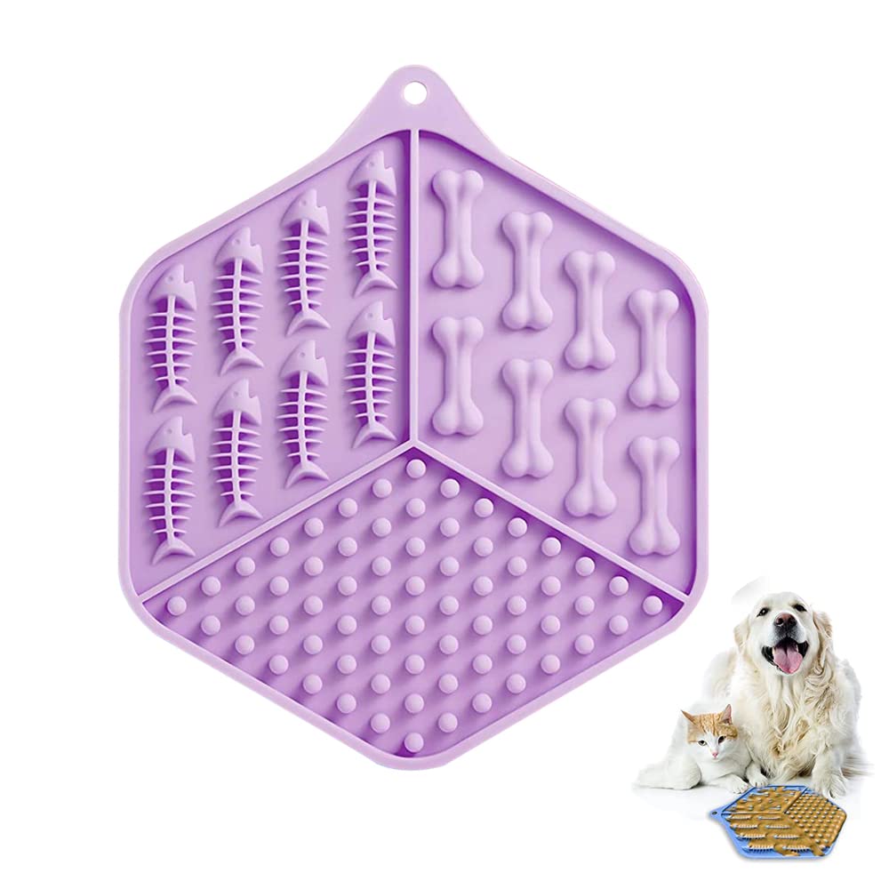 NeoStyle Slow Food Dog Lick Pad,Dog Lick Mat with Strong Suction,Dog Bathing Supplies,Dog Beauty Bath Stability Lick Stick for Pet Bathing, Grooming and Training (purple)