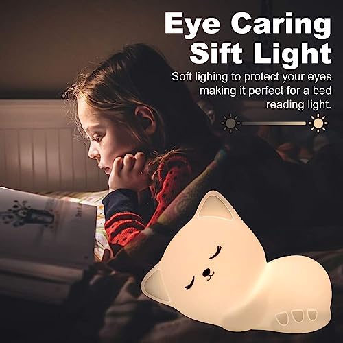 Image of Desidiya Sleeping Cat Rechargeable Silicone Night Lamp - Cozy Cat LED Lamp, Kids Night Light, Nursery Decor, Birthday Gift, Silicone LED Light