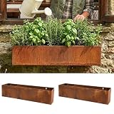 LaLaGreen Outdoor Wall Planters (30 Inch, 2 Pack) Rust Brown Corton Steel Hanging Flower Pots for Succulents, Wall Mounted Plant Holders for Window, Modern Vertical Living Garden Balcony Home Decor
