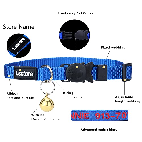 Personalized nylon cat collar breakaway with bell - custom embroidered text id collars with pet name and phone number 3 Personalized nylon cat collar breakaway with bell - custom embroidered text id collars with pet name and phone number - image 4