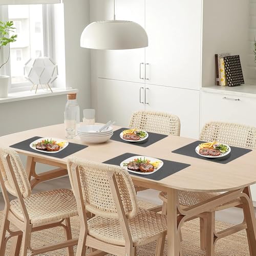 innislink Tischset Leder, 6er Platzsets Abwaschbar mit Untersetzer rutschfest Platzdeckchen Doppelseitigen Tischsets… – Ansicht 5
