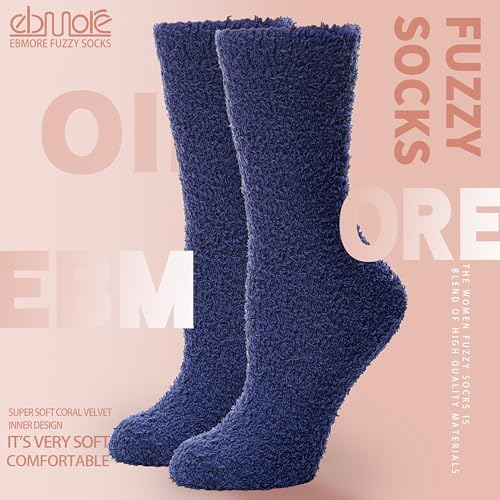 Image of EBMORE Womens Fuzzy Socks Fleece Fluffy Cabin Plush Warm Sleep Soft Cozy Winter Adult Socks