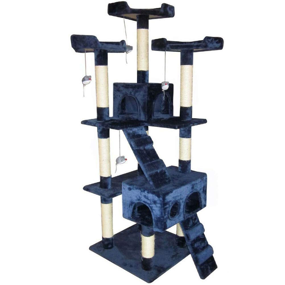 BAKAJI Scratching Post for Cats Sisal Tree, Playground, Cat Kennel, Scratches Nails, 170 cm High (Blue)