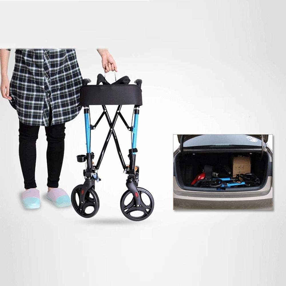 Chodzik dla osób starszych z koszykiem Rollator z 4 kołami Pomoc w chodzeniu Składana rama spacerowa Siedzisko Ergonomiczne hamulce i wyściełana torba materiałowa na plecach Wygodna rocznica vision