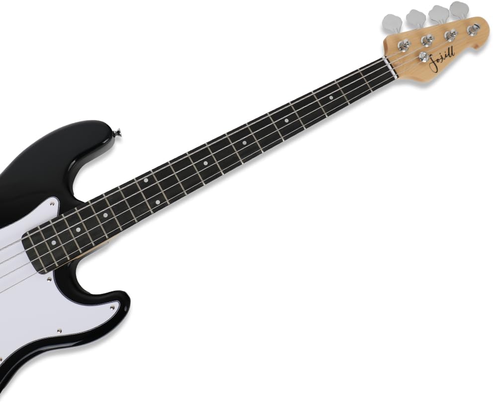 Fojill Full Size Electric Bass Guitar Four 4 String Right Handed with Gig Bag Strap Cable(FPB-50BK)
