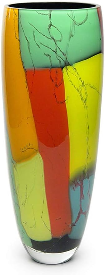 Ca D Oro – Jarrón de cristal de color con astillas sopladas a mano de Murano – Modelo 333 MS