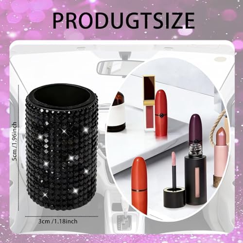 [2-Pack] Crystal Rhinestone Car Lip Balm Holder – Bling Cup Holder Organizer, Vertical Chapstick Holder | Car Accessories for Women, Fits Most Vehicles (PINK-2PACK) — view 2