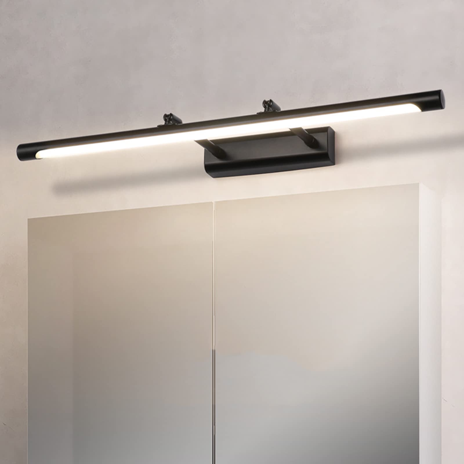 Höflichkeitsbeleuchtung Kreatives Rundrohr Bipolarer künstlerischer Spiegel einziehbares Frontlicht Schwarz Minimalist Badezimmer Wasserdicht Nebelscheinwerfer Drehbarer Kopf Spiegel Schrank Lampe