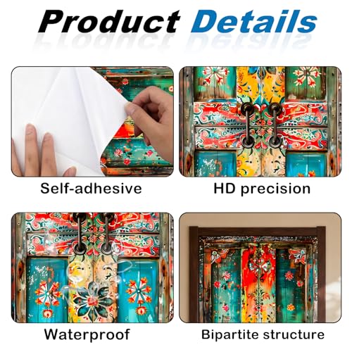 Image of Nuxovilar Ethnic Wooden Door Sticker 30.3x78.7 Vinyl Decal