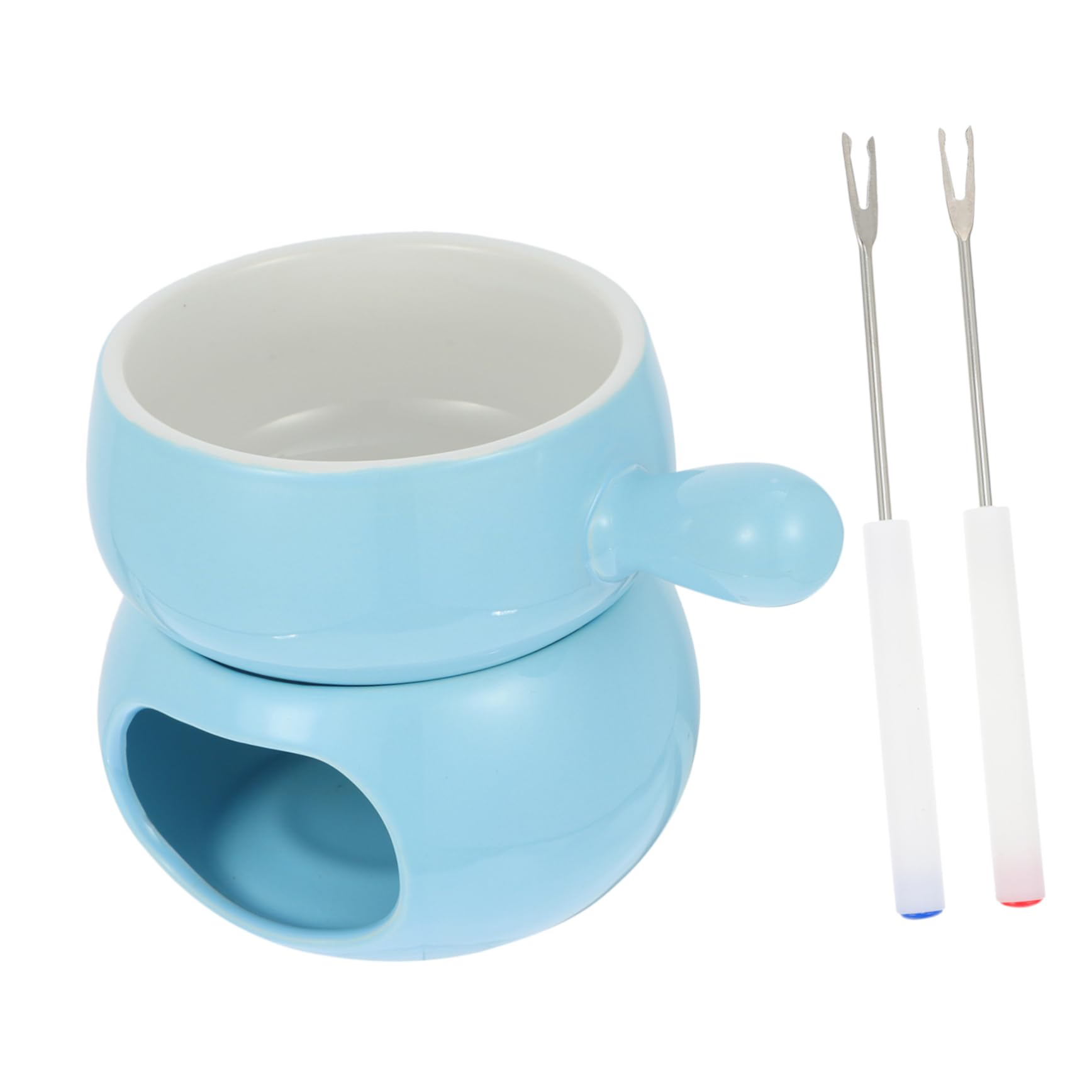 Ciieeo Ceramic Fondue Pot Set Handle Ice Cream Melting Pot Cheese Fondue Chocolate Making Random Color