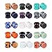 Longbeauty 15Pairs Mixed Stone Saddle Ear Plugs Stretcher Expander Tunnels Ear Gauges Piercing Jewelry 8MM