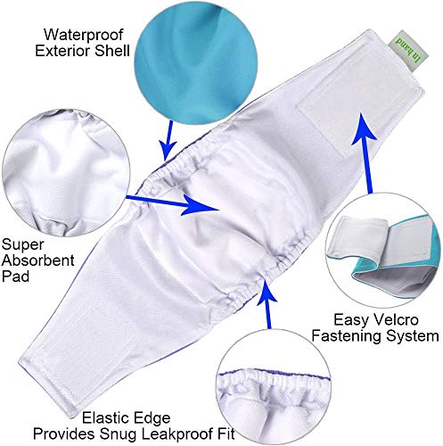 IN HAND Washable Male Dog Diapers(Pack of 3), Premium Reusable Belly Bands for Male Dogs, Durable Male Dog Belly Wrap, Comfy Doggie Diapers - Thumbnail 3