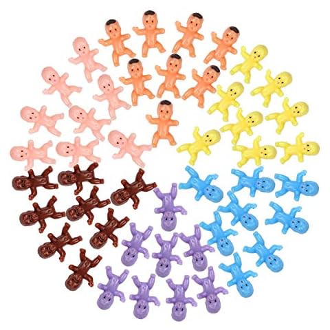 VEYLIN 120 Pieces 1 Inch Mini Plastic Baby Ice Cube Baby Doll for Baby Shower Party Game Supplies Decoration (Assorted 6 Colors) Cover