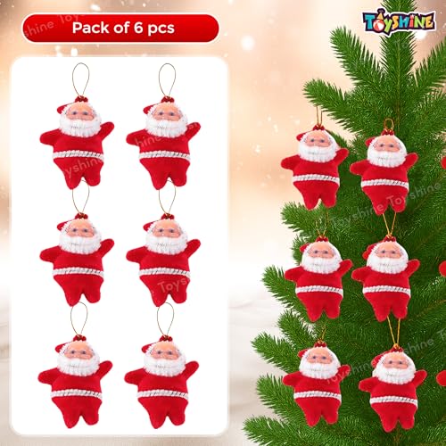 Image of Toyshine 6 Pc Cute Mini Santa Claus Christmas Tree Hanging Decorations Xmas Tree Ornaments Santa Claus Toy Doll for Kids & Christmas Decor