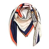 ANDANTINO 100% Pure Mulberry Silk Scarf 35' Large Square Real Silk Headscarf –Women’s Hair Scarves and Wraps (Horse)