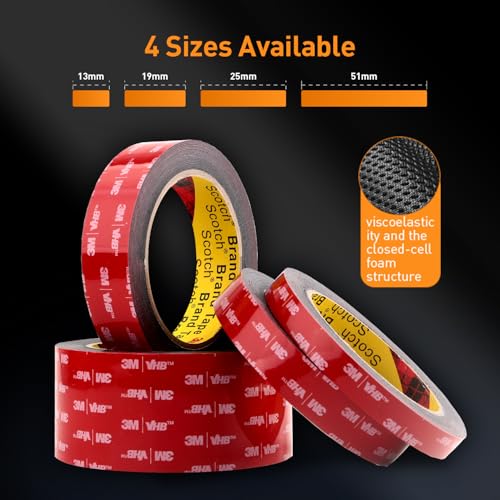 Image of Double Sided Tape Heavy Duty Mounting Tape 1 inch x 18Ft Made of 3M 5925 Strong Adhesive Waterproof Foam Tape Perfect for Automotive Home Office Decor Indoor and Outdoor Walls