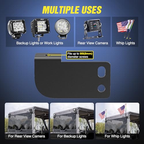 Image of Nilight Rear Roof Backup Light Bar Brackets for Polaris Ranger 2013-2024 | for Polaris Ranger Full Size 570 800 900 1000 XP Crew 900 1000 2013-2024 Pro-fit Cage, Mounts Reverse LED Pods