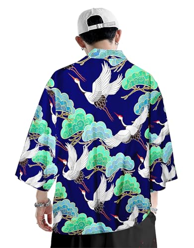Image of DOVWOER Women's and Men Cardigan Jackets Japanese Kimono Casual Open Front Lightweight Coat