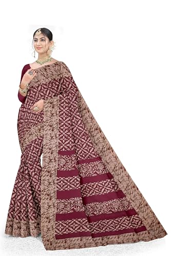 Image of TAMAIRA FASHION Mulmul Pure Cotton Saree For Woman Batik Printed |Office Wear Daily Wear Sarees For Women Without Blouse Piece(Available in 10 Colours)