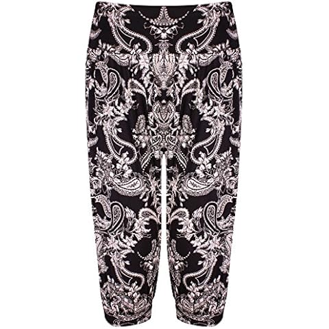 Womens Plus Size Paisley Print Harem Shorts Cover