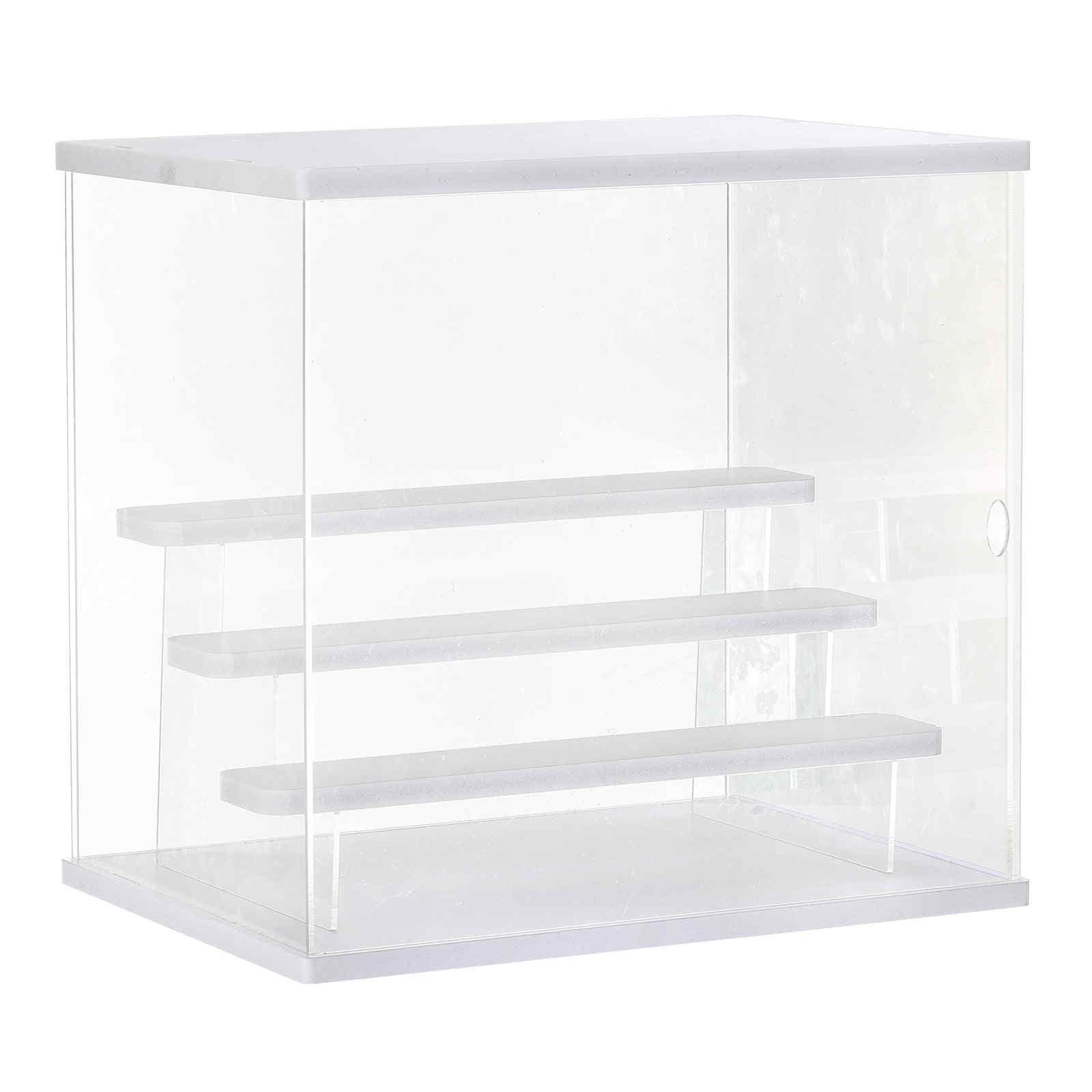 MECCANIXITY Clear Acrylic Display Case with LED Light 3 Tier Dustproof Showcase Assemble Cube Storage Boxes Stand for Collectibles, Action Figures (