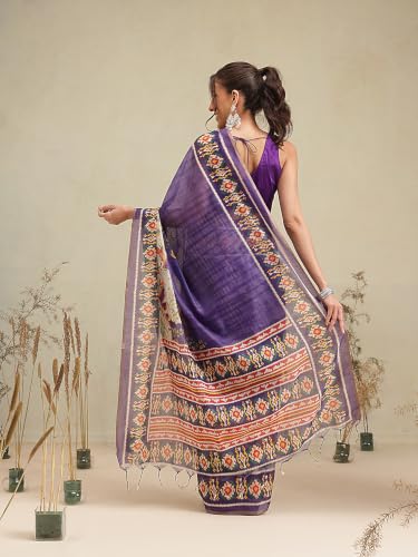 Image of Amazon Brand - Anarva Women's Kalamkari Saree With Blouse Piece