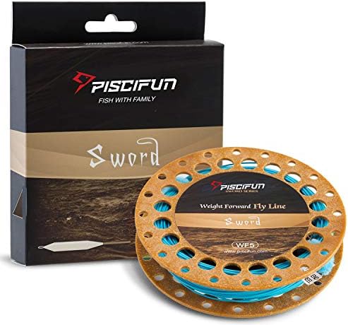 Piscifun Sword Fly Fishing Line with Welded Loop, Weight Forward Floating Fly Line, WF5wt, 100FT, Sky Blue