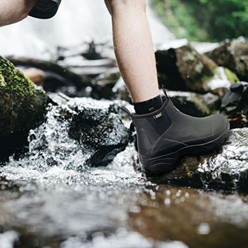 WTW Unisex Waterproof Rubber Rain Boots - Slip On Ankle Neoprene Boots Garden Shoes for Men and Women Outdoor Work2