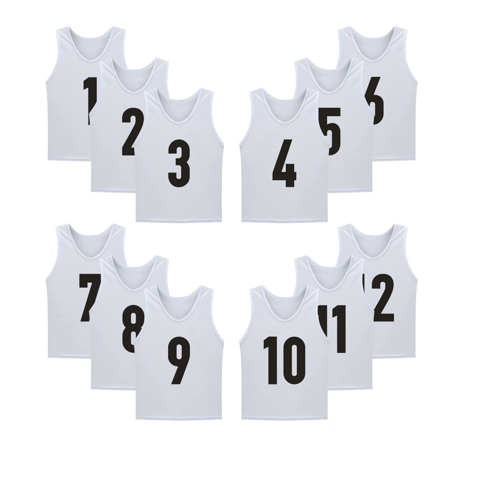 LTHYTY 12 Pack(1-12) Numbered Jerseys/Soccer Bibs/Scrimmage Pinnies/Team Training Vest for Adult Youth Kids.