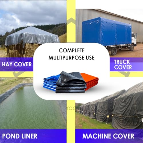 Image of TARPEX Waterproof Tarpaulin Sheet Tripal, UV Resistant, HDPE UV Treated Sun, Roof, Rain Protection Polyethylene Multipurpose Cover (15 feet X 12 feet, Blue) (120 GSM-Thickness Quality GEM)