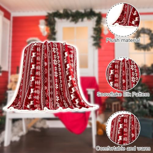 Couverture de Noël motif flocon de neige renne à offrir en cadeau