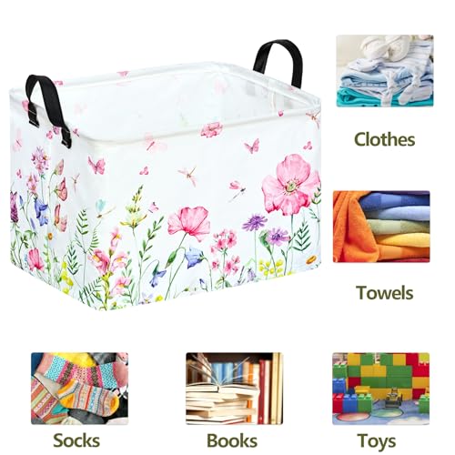 Image of Rectangle Gift Shelf Nursery Storage Basket Laundry Hamper Storage Box and Bins for Home Clothes with Handles