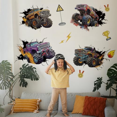 Vinilos Decorativos Monster Truck para Pared 3D miniatura 1
