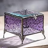 J Devlin - Purple Stained Glass Box Decorative Keepsake Jewelry Display - Box 836