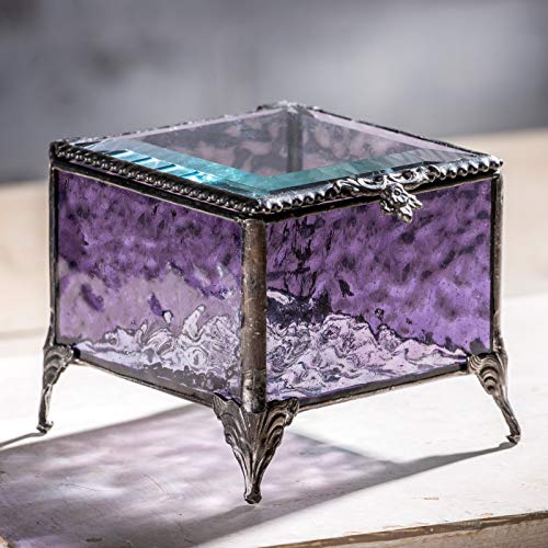 J Devlin - Purple Stained Glass Box Decorative Keepsake Jewelry Display - Box 836
