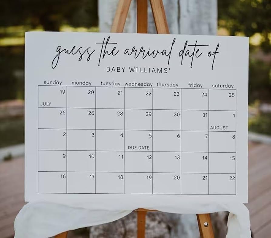 Amazon.com: Guess the Due Date Calendar Sign Template, Baby Due Date Sign Printable, Guess the Arrival Date, Guess the Birthday Baby Shower Game, Baby Due Date Calendar, Guess Baby's Birthday, Guess The