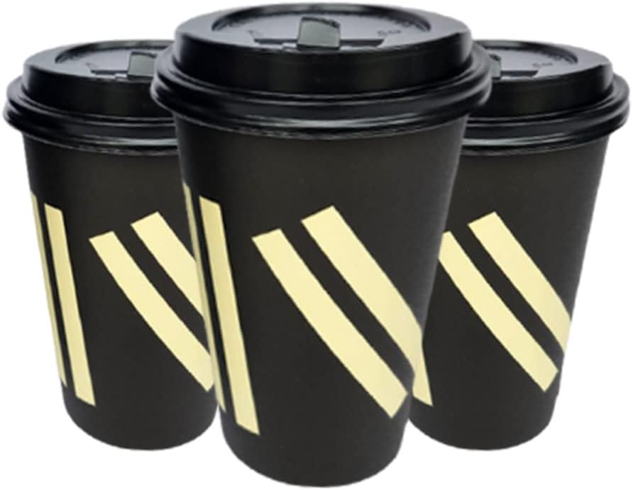 KIKOOOZ Disposable Coffee Cups with Lids And Sleeves, [100
