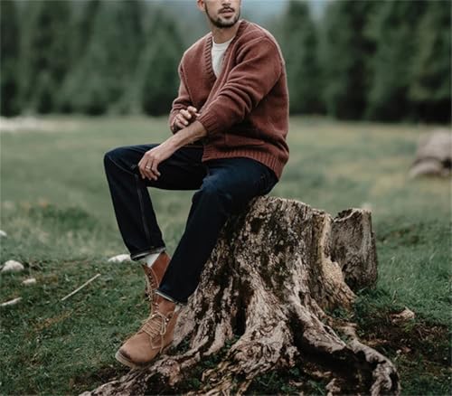 Men Winter Oversize Vintage Cardigan Warm Wool Blend Single-Breasted V-Neck Knit Sweater2