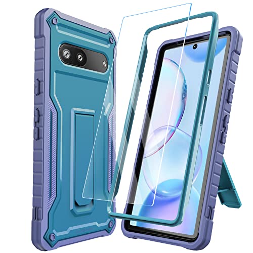 Image of for Google Pixel 7 Case, Military Grade Protection Shockproof Case with Tempered Glass HD Screen Protector and Kickstand Compatible with Google 7 Phone 6.3 Inch (Blue)