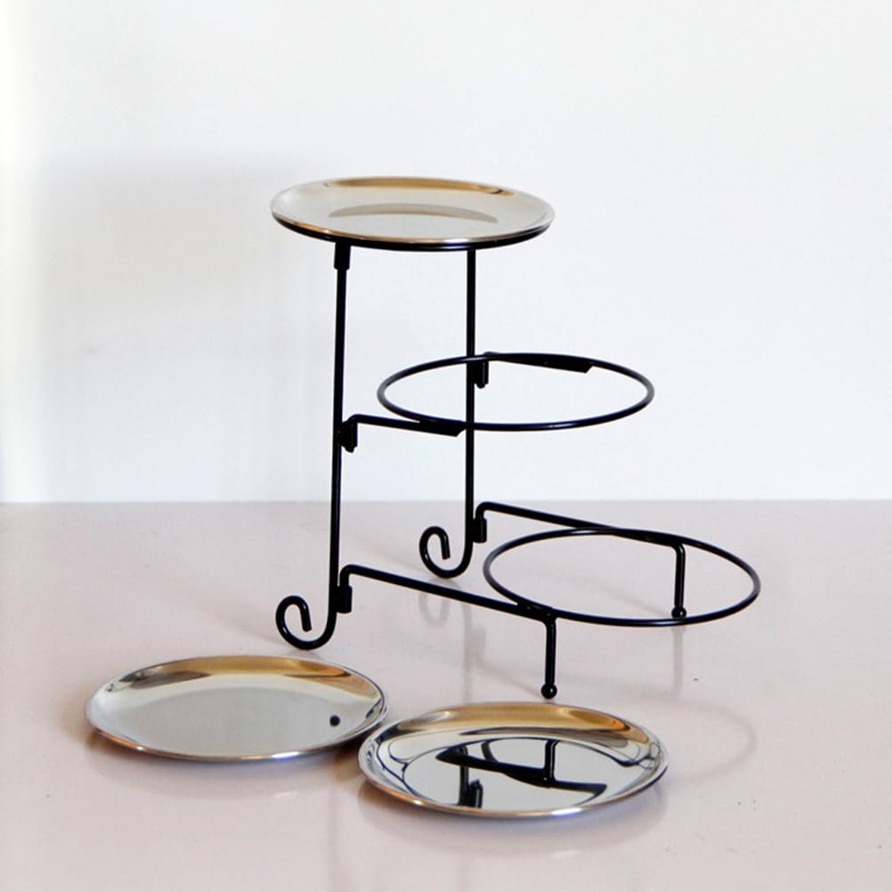Soporte para tartas de tres niveles, exhibición de postres de acero inoxidable para cupcakes, y servir mesa baja, vajilla elegante para el hogar, fiestas y eventos