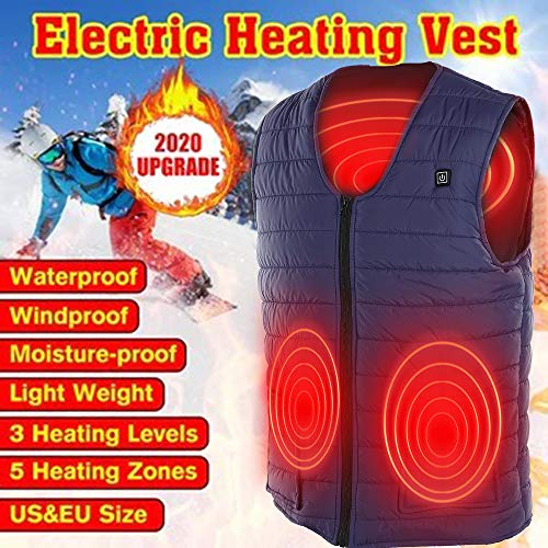 TOPmountain Colete aquecido, colete elétrico aquecido com gola V, roupas aquecidas unissex para o in