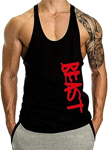 YeeHoo Homme Beast Imprimé Débardeur Musculation Tank Top Bodybuilding Fitness Jogging Cover