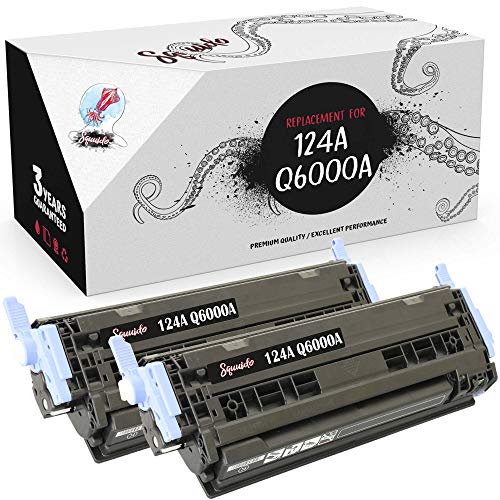 Squuido 2 Cartuchos de tóner Negro Q6000A 124A compatibles para HP Color LaserJet 1600 1600n 2600 2600n 2600dn 2605 2605d 2605dn 2605dtn CM1015 CM1017 MFP | Alto Rendimiento 2500 páginas