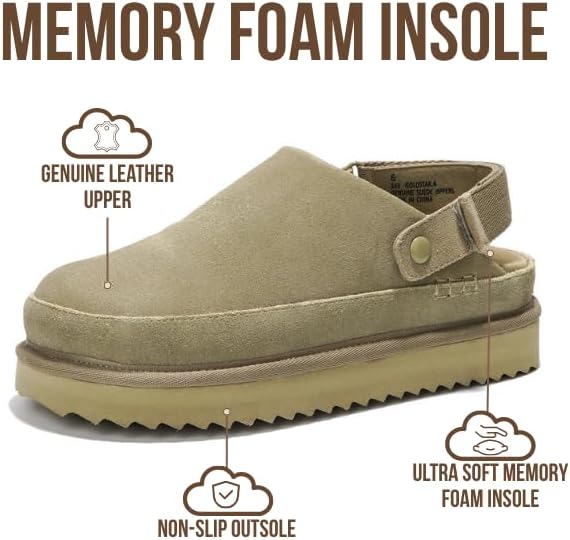 Project Cloud 100% Genuine Leather Clogs for Women - Memory Foam Womens Clogs & Mules with Adjustable Straps - Lightweight Platform Shoes Non-Slip Slides (Goldstar, TAUP, 11) - Image 3
