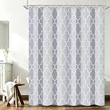 TOENGS Light Grey Blue Geometric Shower Curtain, Waterproof Polyester Fabric, Fast Drying & Machine Washable with Hooks, for Bathroom Shower Stall or Hotel, 72' W x 72' L