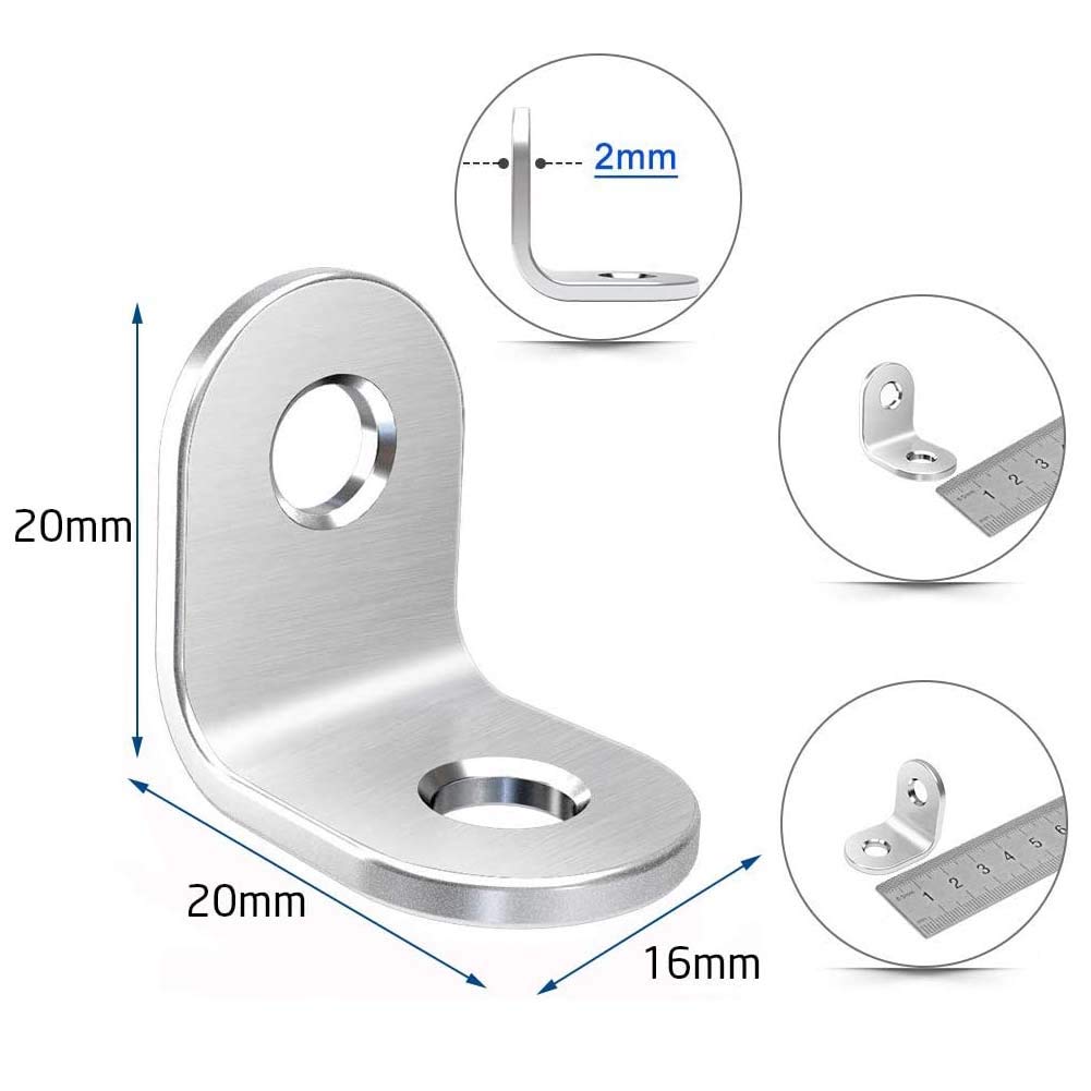 Jose2015 20 Soportes De Acero Inoxidable En Forma De L De 0.78 X 0.78